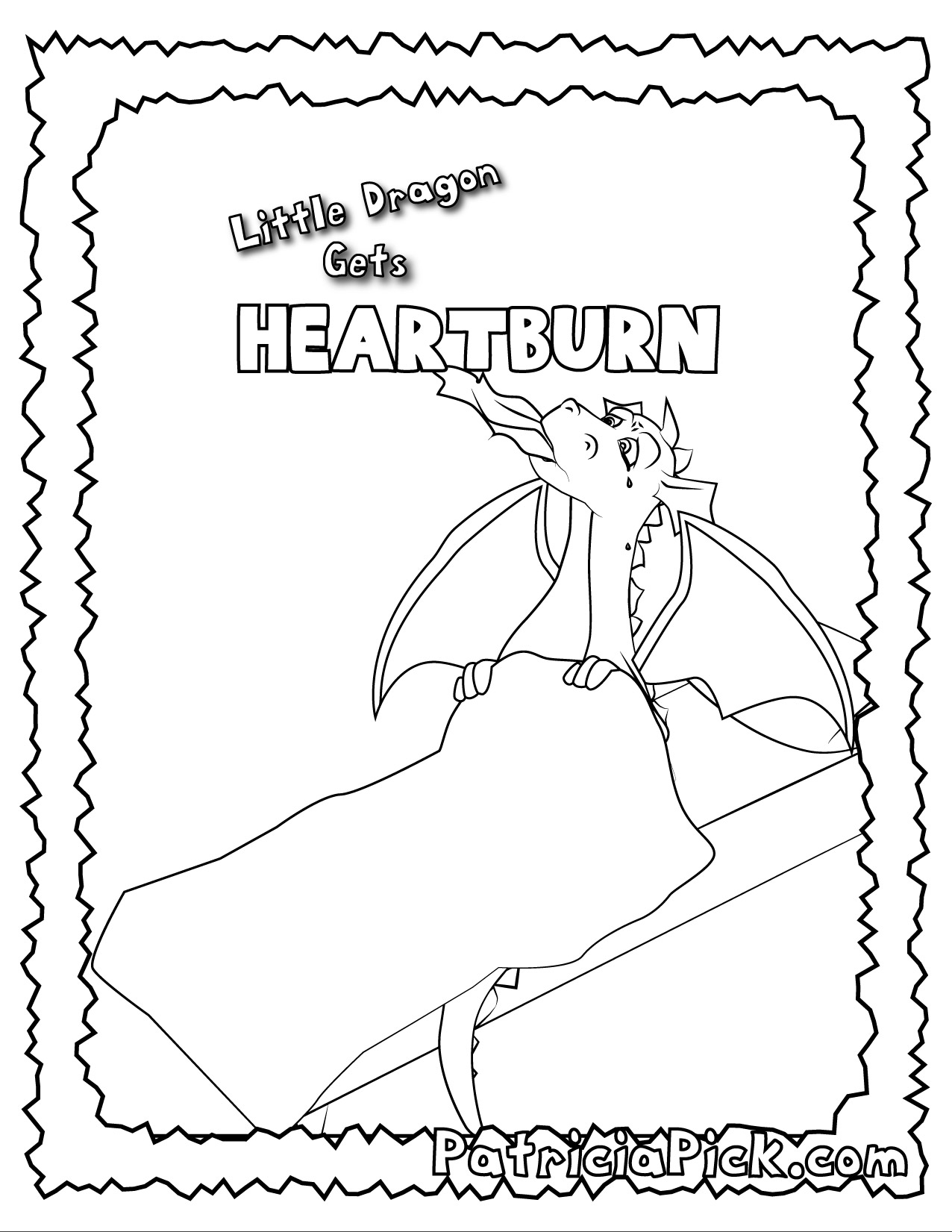 Little Dragon Gets Heartburn Front Cover Coloring Page