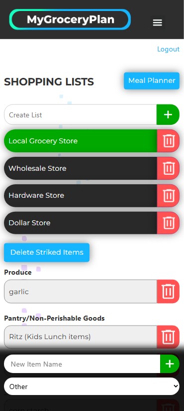 MyGroceryPlan.ca | Simple Shopping List solution for busy people